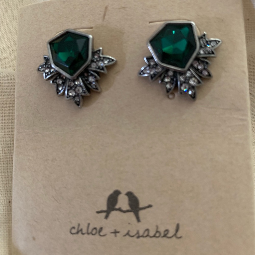 emerald tone Chloe and Isabel stud earrings